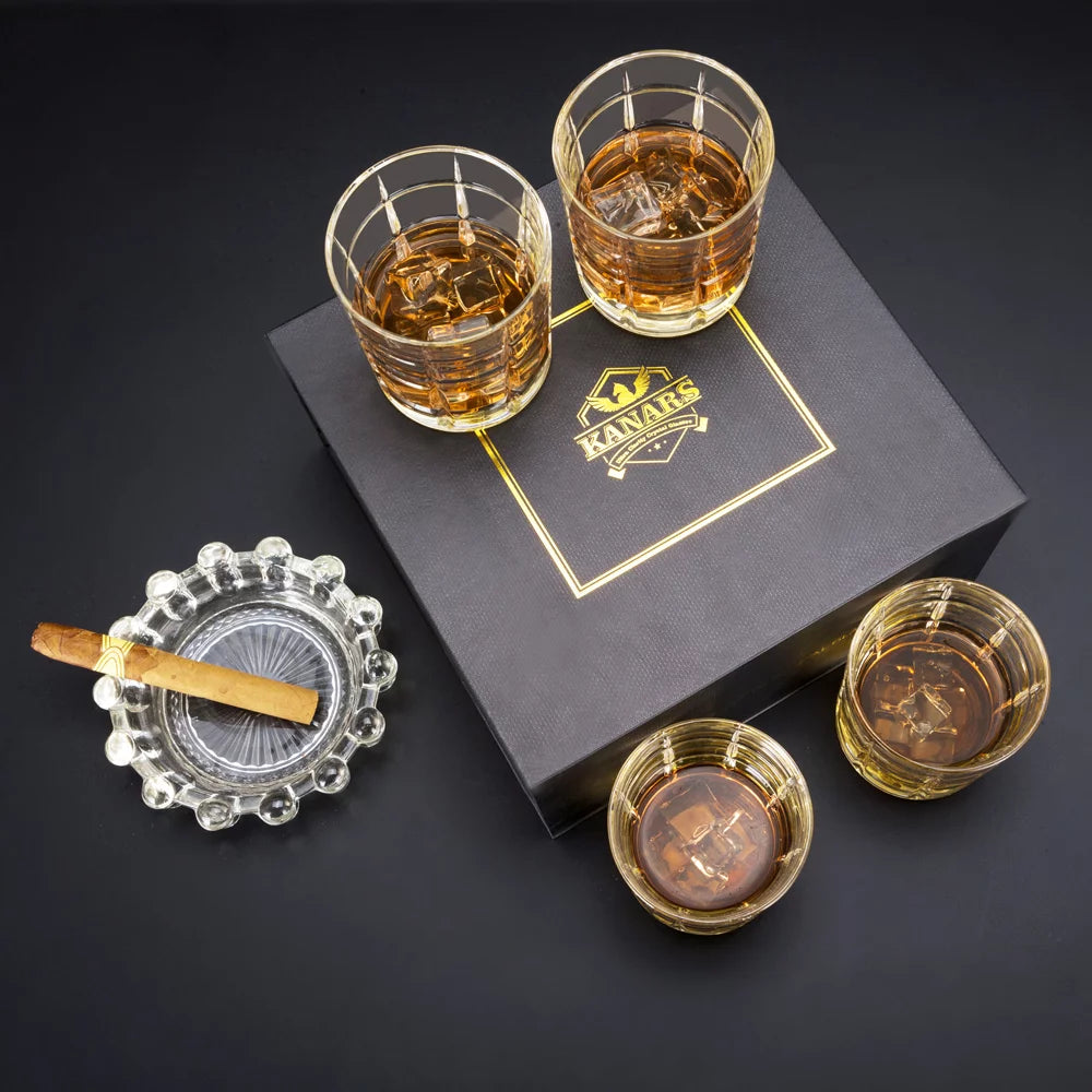 Clear Old Fashioned Whiskey Glasses Set of 4 M431