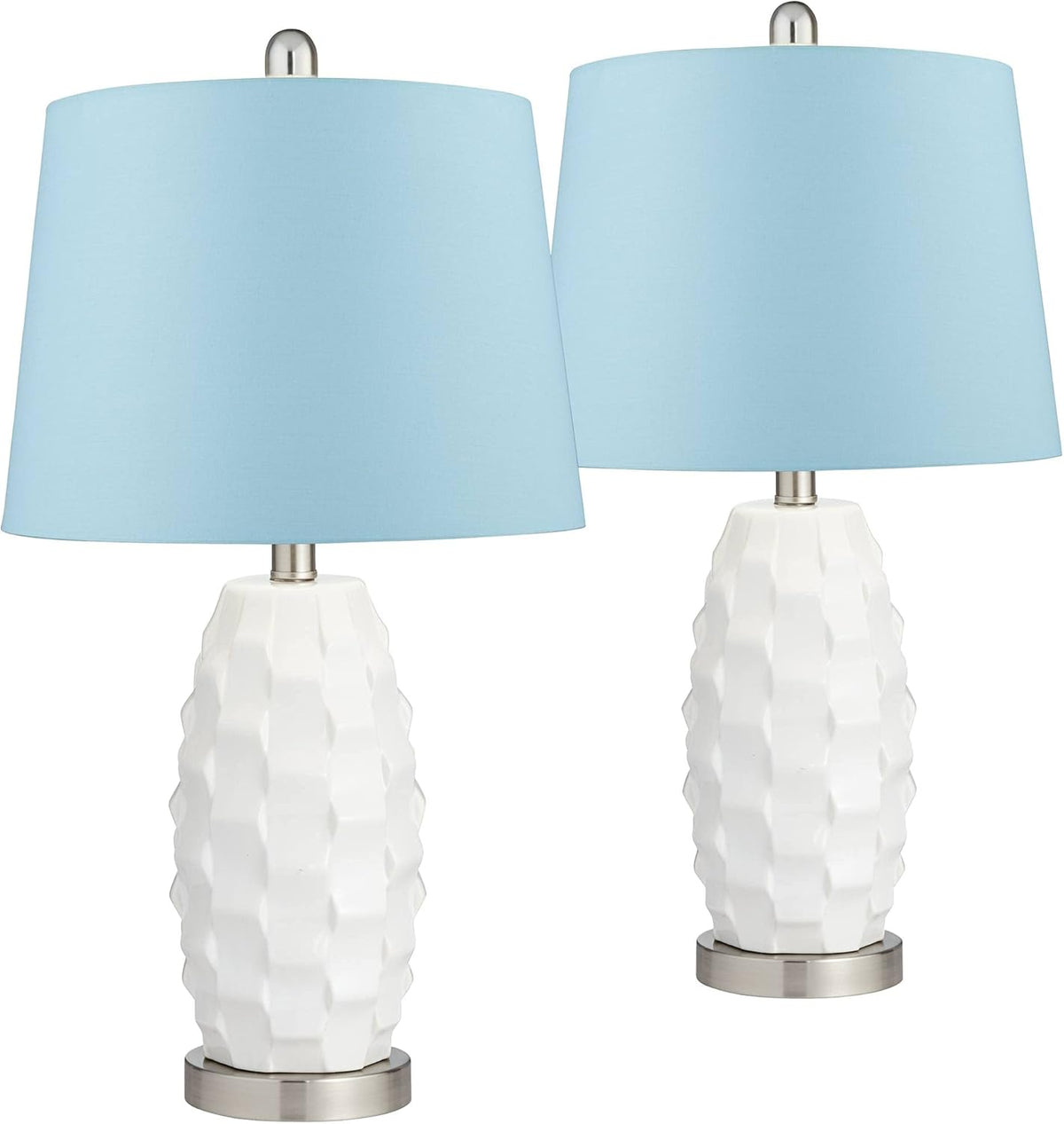 White Ceramic LED Table Lamps Set of 2 B69633