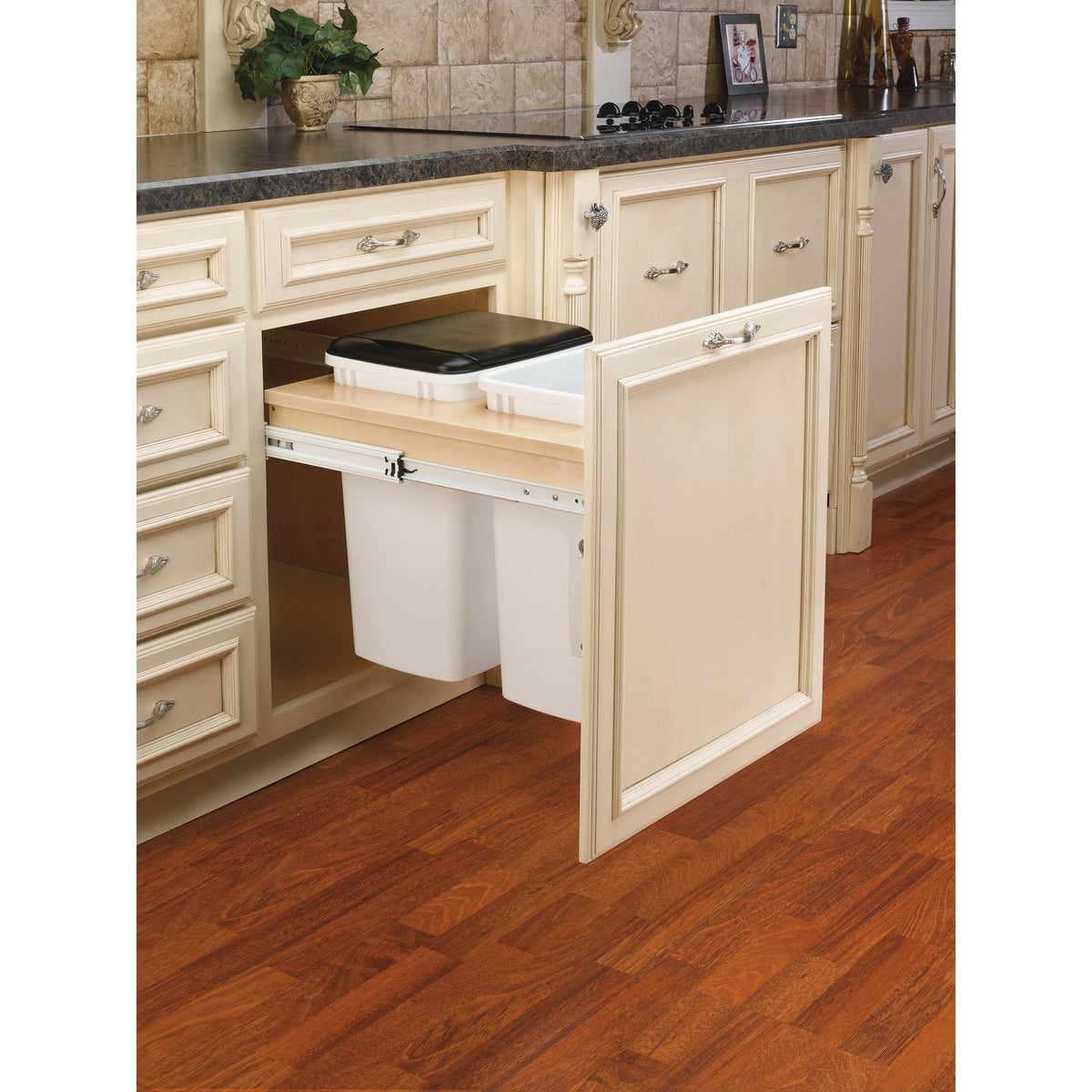 Double 50 Quart Top Mount White Waste Container N399