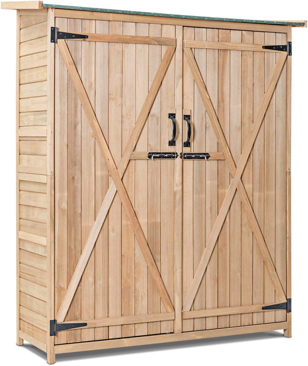 Outdoor Wooden Storage Cabinet with Double Lockable Doors L4374