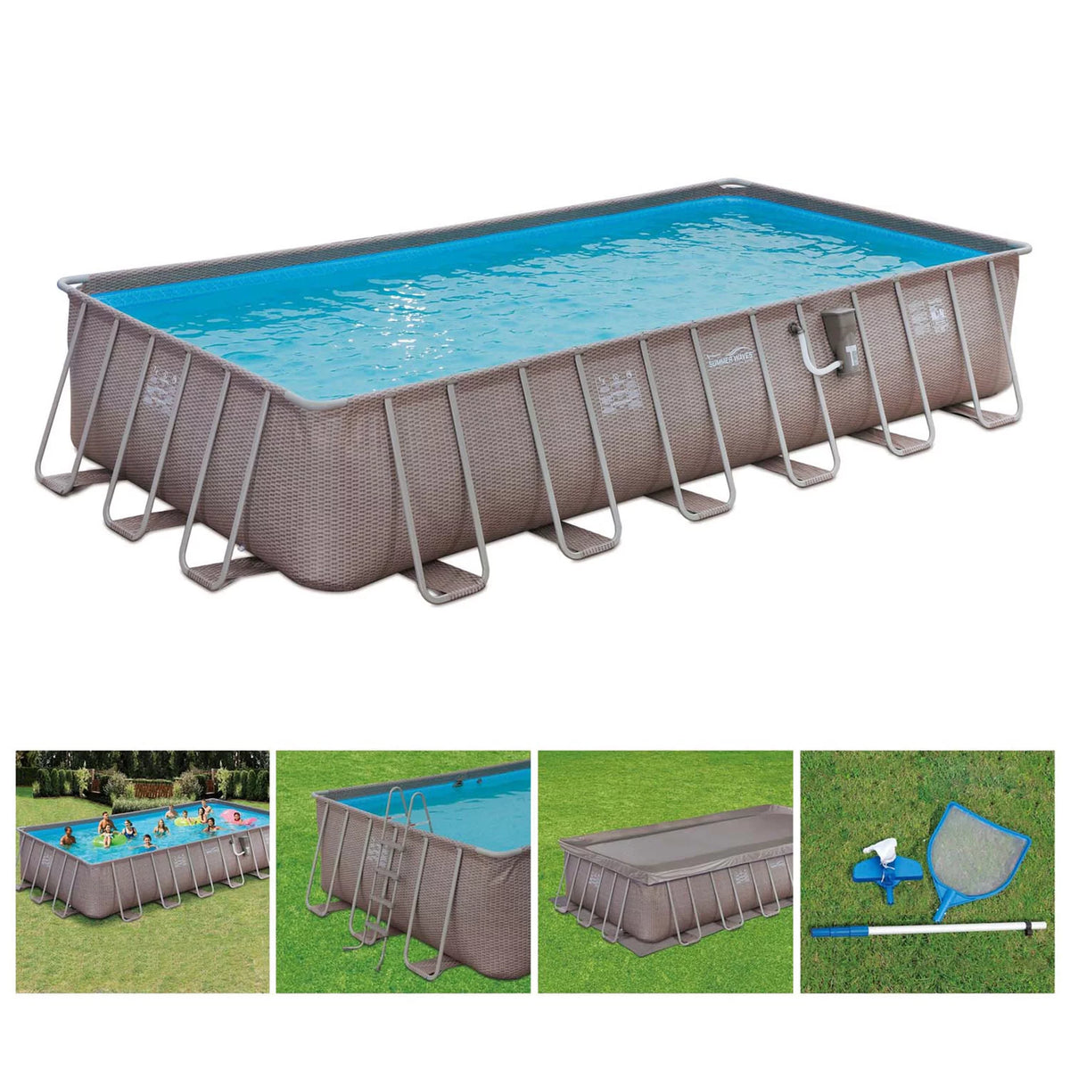 24 x 12 x 4.5' Rectangle Above Ground Frame Swimming Pool Set Y623409