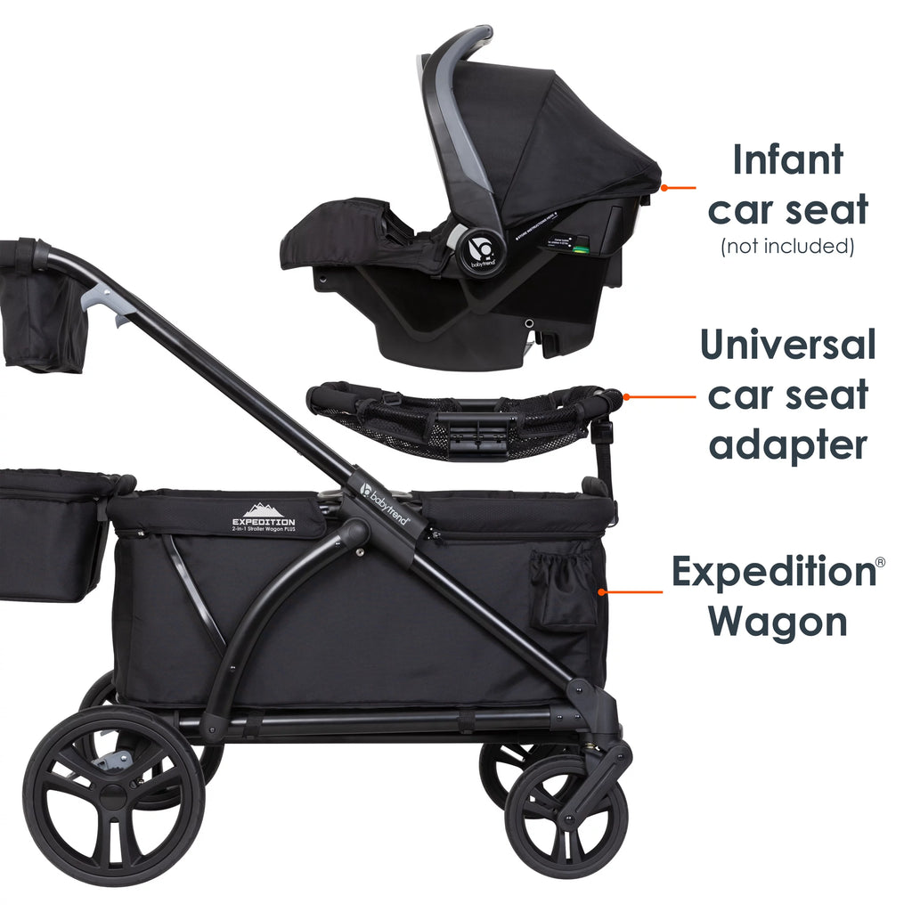 Black 2-in-1 Stroller Wagon I174622