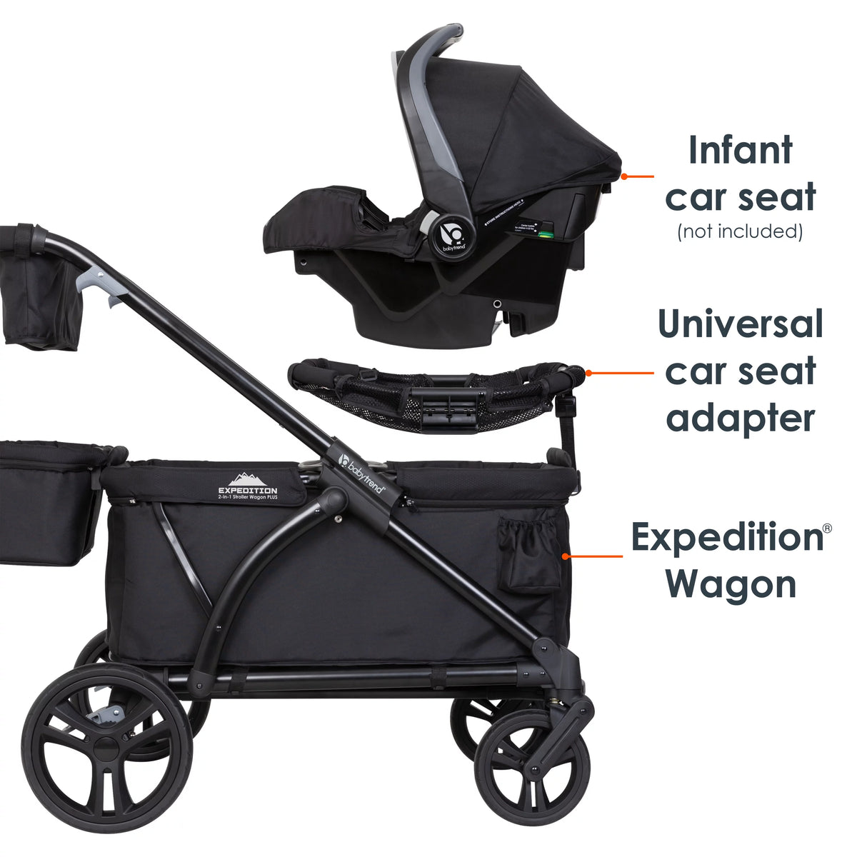 Black 2-in-1 Stroller Wagon I174622