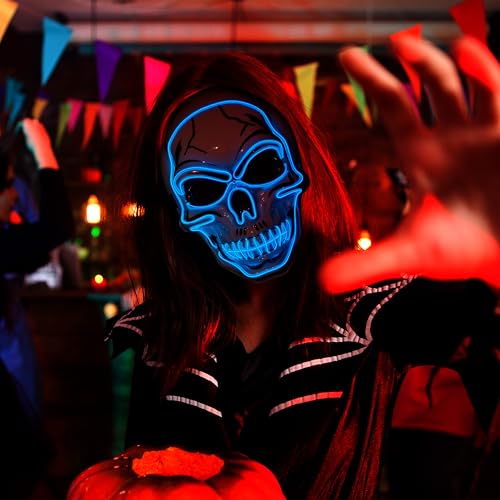 Halloween LED Skull Mask with Light Up Gloves I222