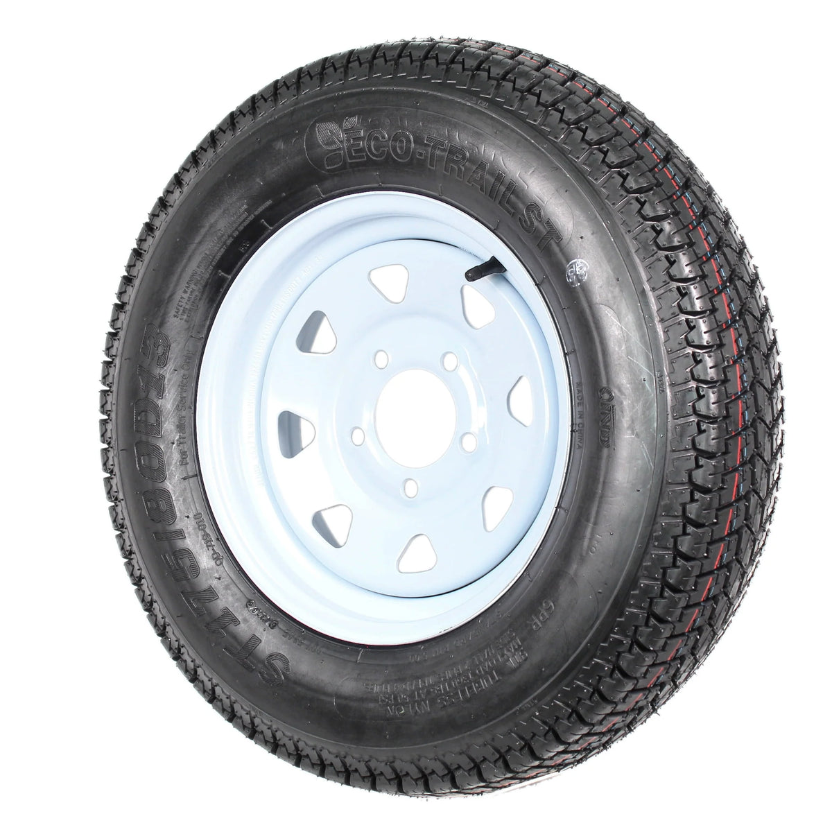 2-Pk Trailer Tires Rims ST175/80D13 5 Lug White Spoke Wheel H4778