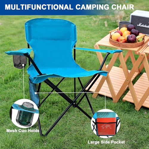 Folding Camping Chair with Cooler Bag, Blue G8176