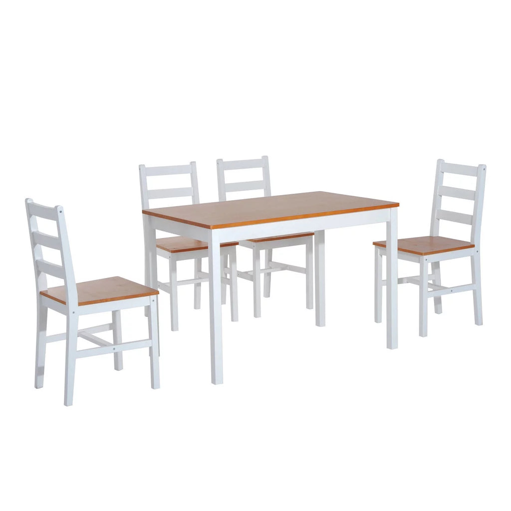 5 Piece Solid Pine Wood Table and High Back Chair Dining Set F29164