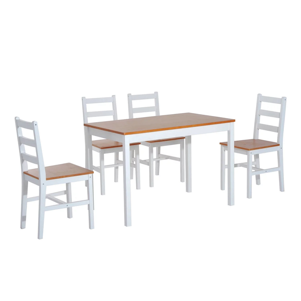 5 Piece Solid Pine Wood Table and High Back Chair Dining Set F29164