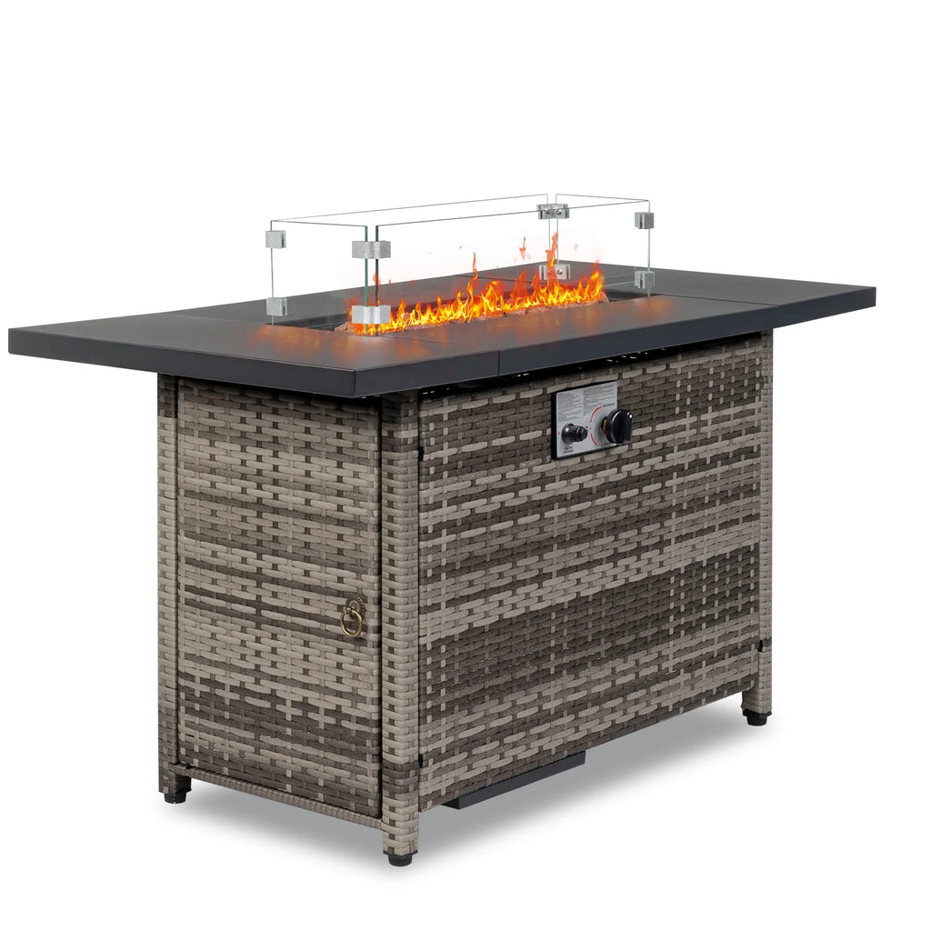 Propane Fire Pit with Wind Guard, 50,000 BTU Auto-Ignition Fire Pit Table S23899