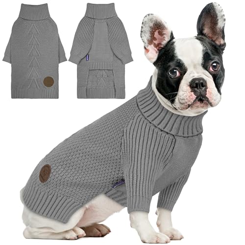 Dog Christmas Sweater Turtleneck Soft Knitted Long Sleeves Burgundy 2XL M858670