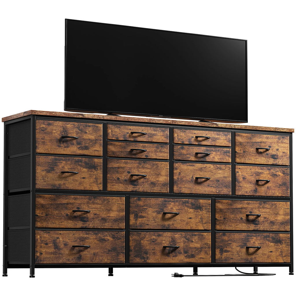 White 16 Drawer Dresser with Power Outlet I273823