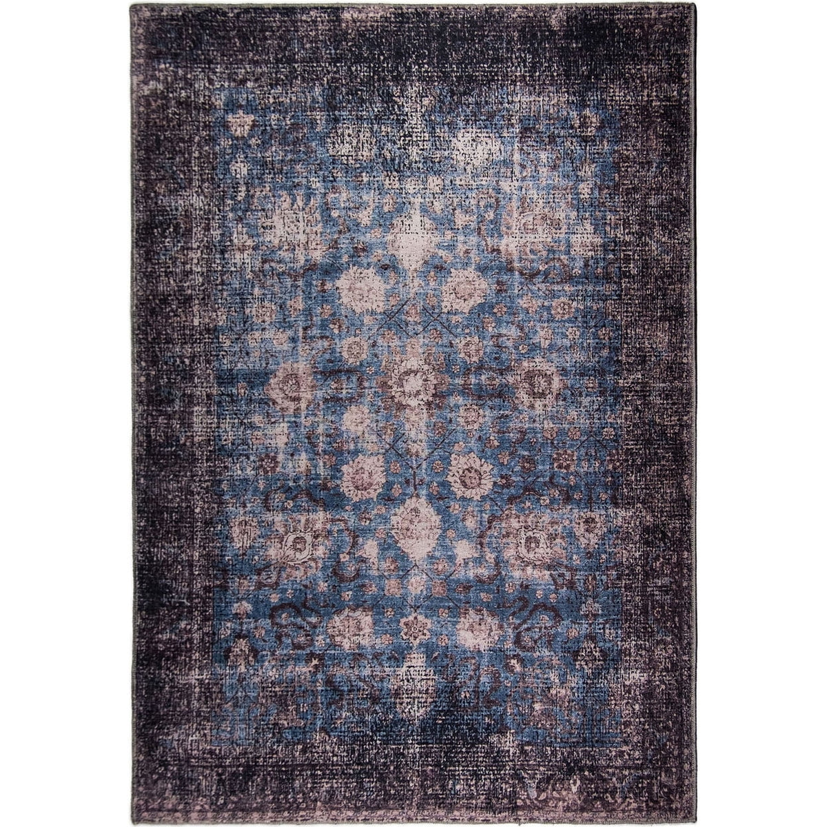 Blue Abstract Washable Area Rug 2' x 3' T6918
