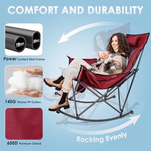 XL Oversized Heated Rocking Camping Chair with 3 Heat Levels G27988