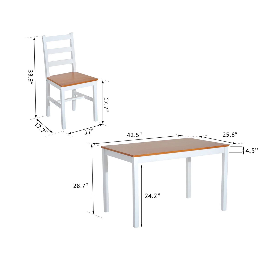5 Piece Solid Pine Wood Table and High Back Chair Dining Set F29164