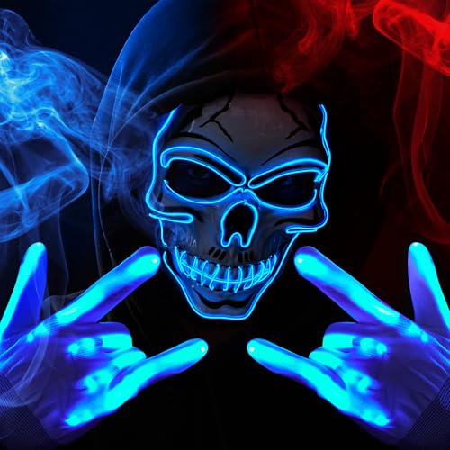 Halloween LED Skull Mask with Light Up Gloves I222