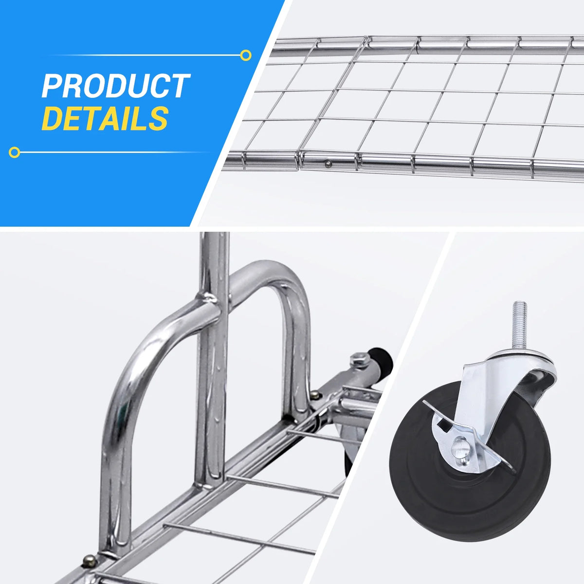 Heavy Duty Metal Clothes Rack with Wheels & Shelves B2765