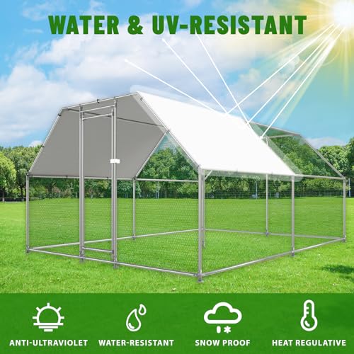 Large Metal Walk-in Chicken Coop with Anti-UV Cover I575