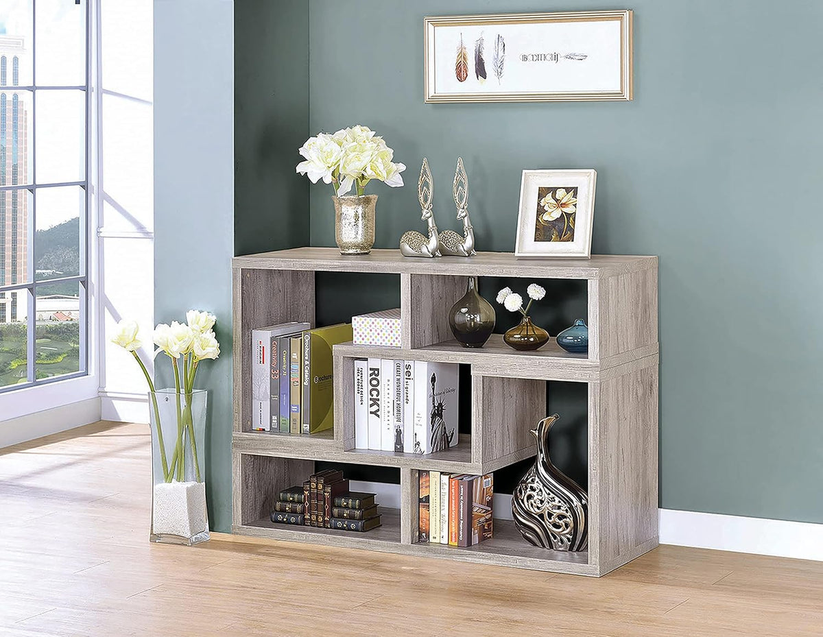 Grey Driftwood Convertible Bookcase TV Stand T6969