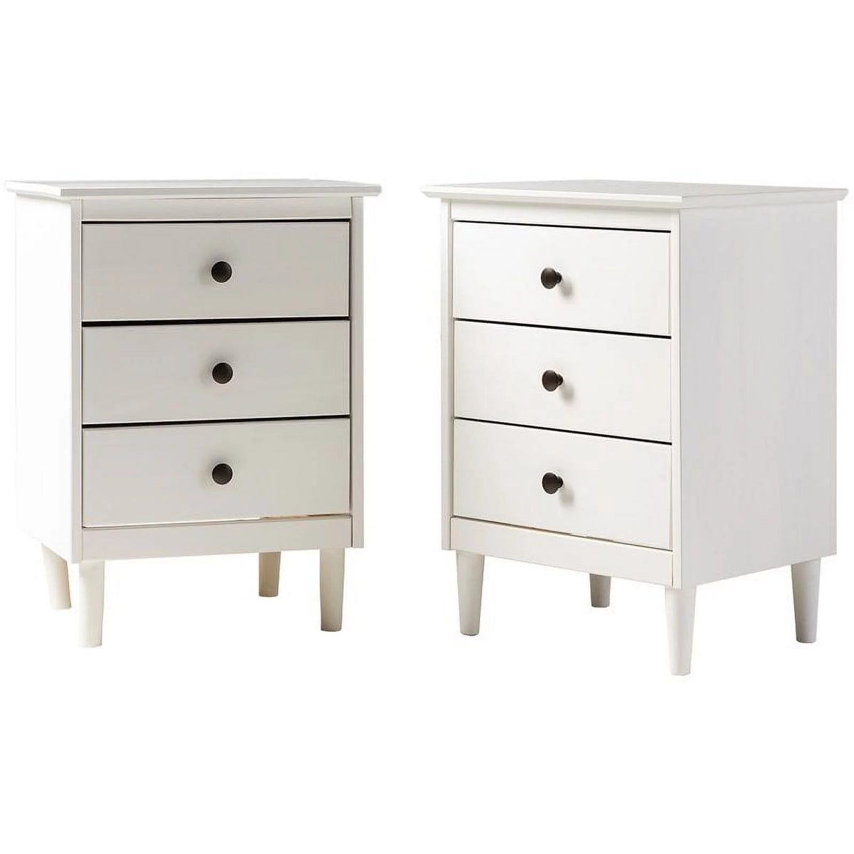 White Set of 2 Solid Wood Nightstand X3408