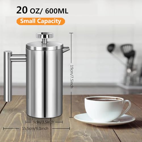 600ml Double-Wall Insulated Stainless Steel French Press B475592