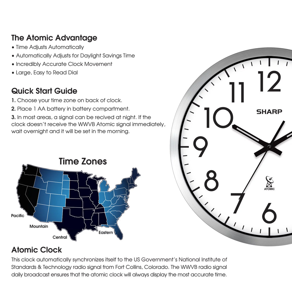 Silver Brushed Finish 12" Wall Clock A696576