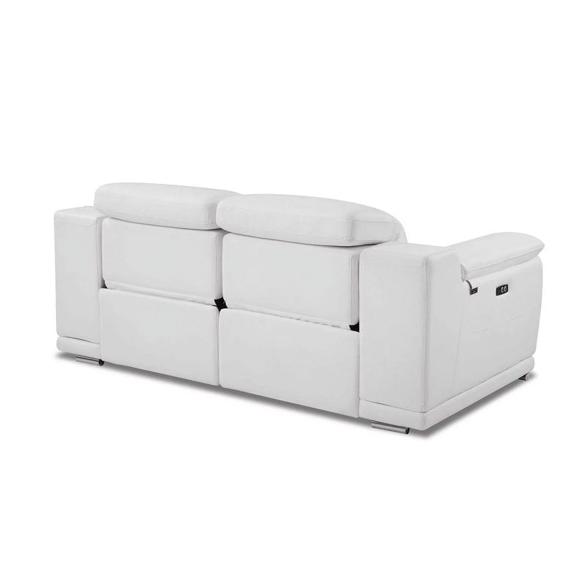 White Italian Leather Power Reclining Loveseat L4892