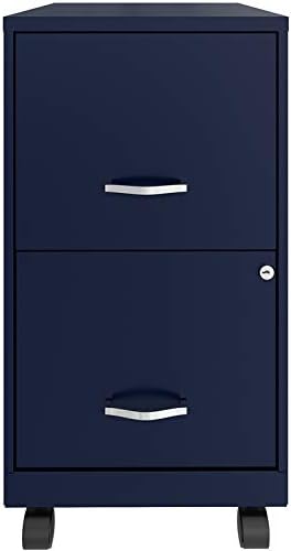 2 Drawer Metal Mobile File Cabinet with Lock, Letter Size, Navy Q74164
