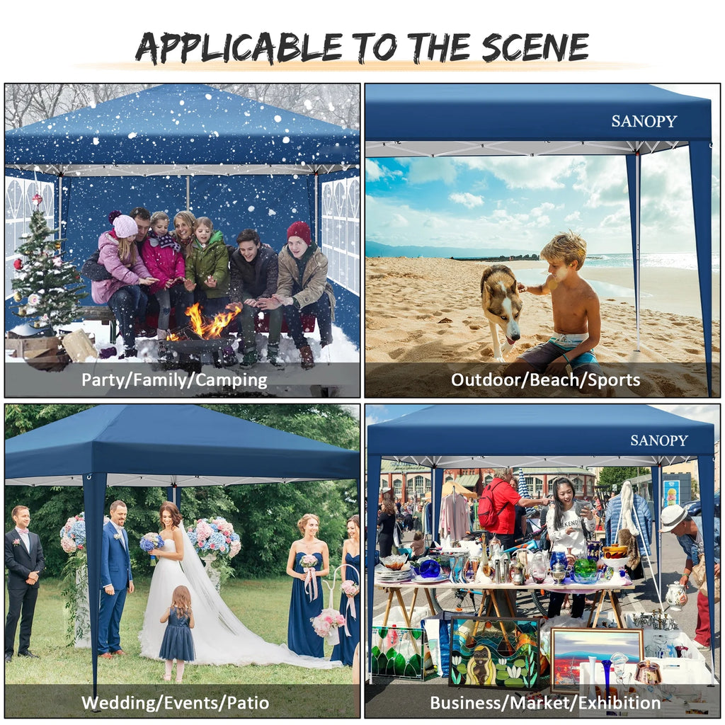 10'x10' Waterproof Pop Up Canopy Tent with 4 Removable Sidewalls & Carrying Bag O388