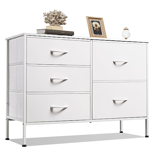 Charcoal Black 5 Drawer Fabric Dresser A984