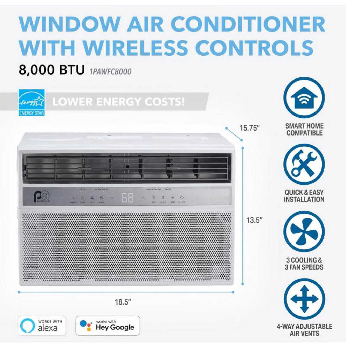 8000 BTU WIFI Window Air Conditioner E304429