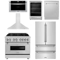 36 Dual Fuel Range, Range Hood, Refrigerator, Microwave Drawer, Dishwasher and Beverage Fridge J544