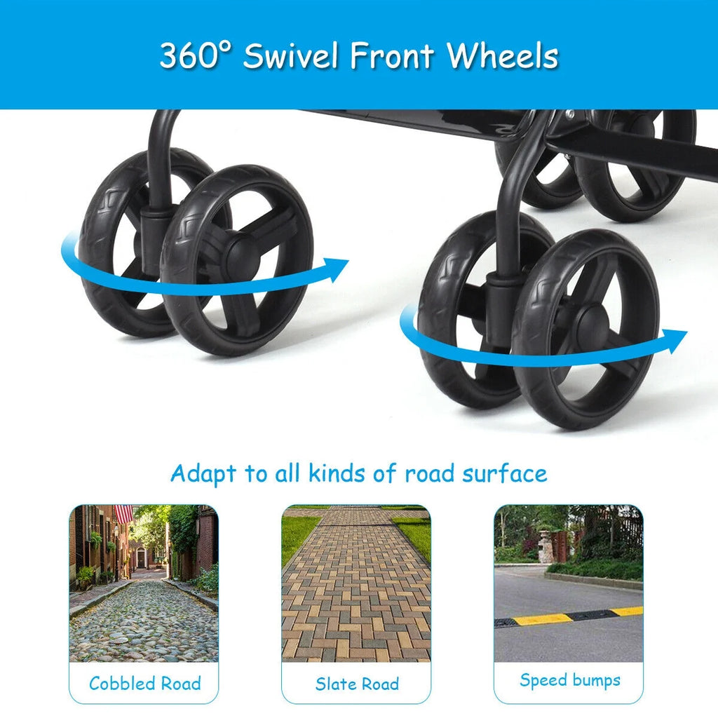 Foldable Twin Double Stroller Black Z2287