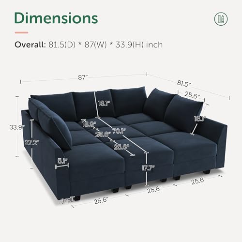 Dark Blue Velvet Sleeper Sectional Sofa with Storage N538567