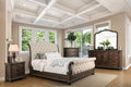 California King Size Sleigh Bed Dresser Mirror Nightstand 4pc Set Tufted Fabric H35688