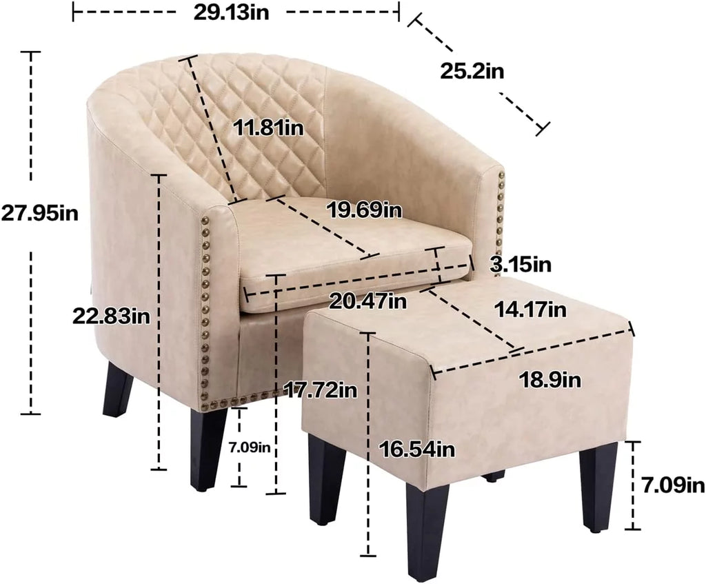 Leather Club Chair with Ottoman G968605