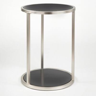 Brushed Nickel Black End Table G85922