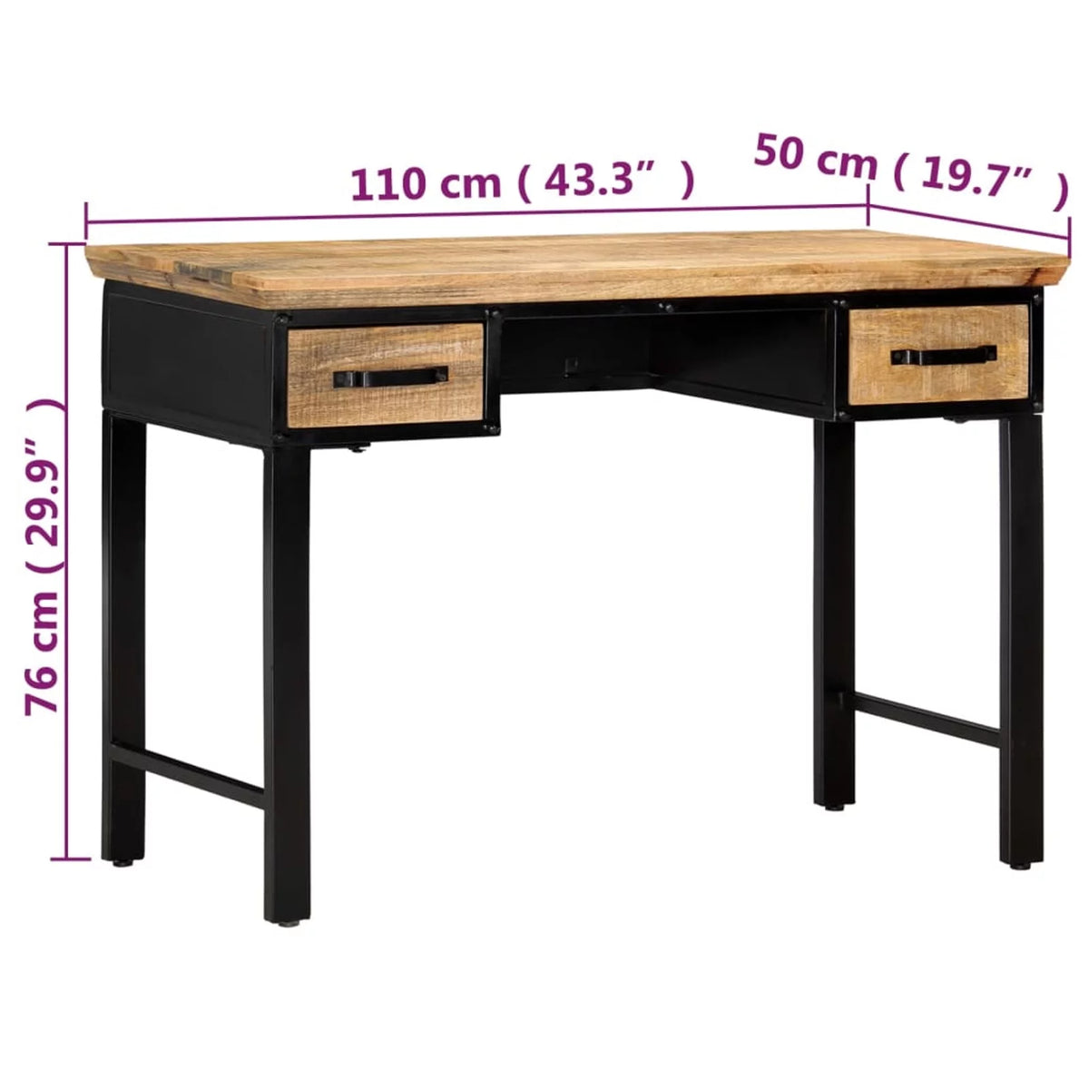 Mango Wood Writing Desk with 2 Storage Drawers F701276