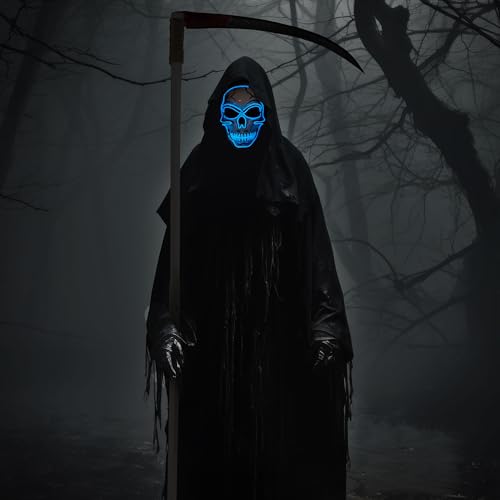 Halloween LED Skull Mask with Light Up Gloves I222