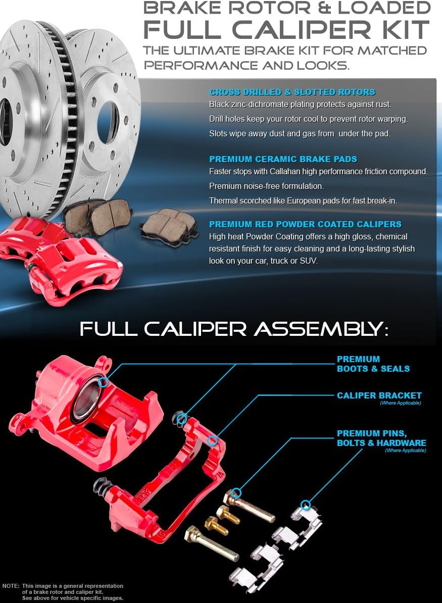 Front 320 mm + Rear 302 mm 5 Lug Rotors + Ceramic Brake Pads X460602