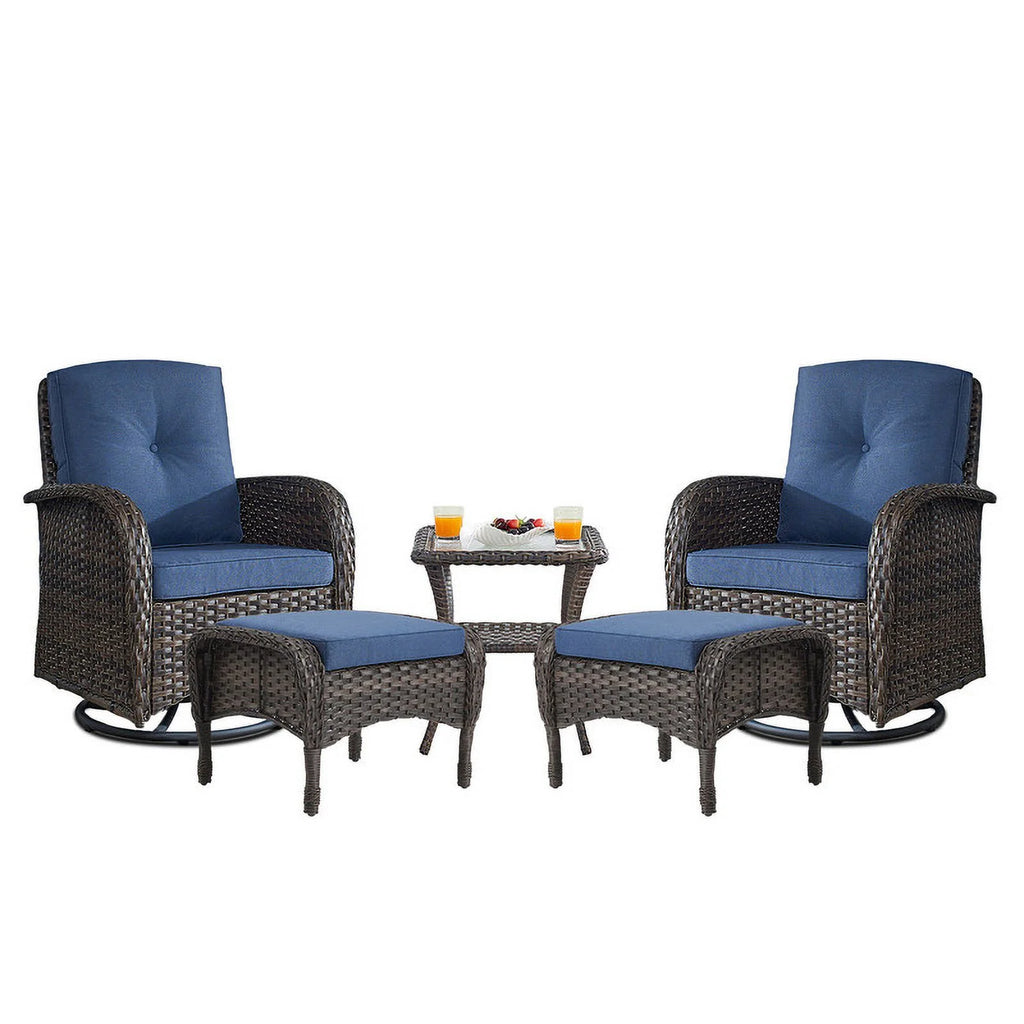 5-Piece Outdoor Swivel Rocking Chair Set with Side Table A264921