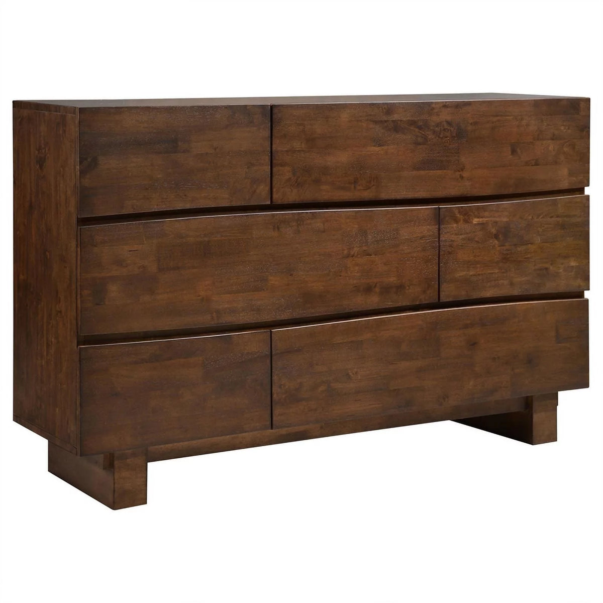 6 Drawer Modern Wood Rectangular Dresser in Dark Brown A12187