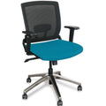 Mesh Chair with Teal Fabric and Aluminum Base B716