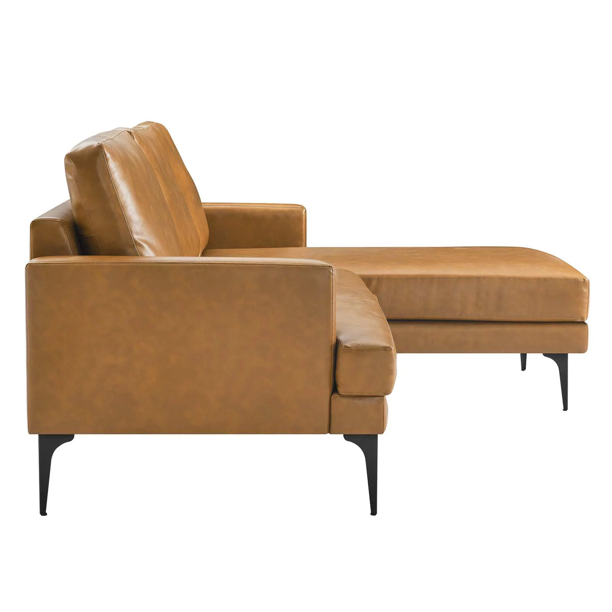 Tan Vegan Leather Right-Facing Sectional Sofa P42168