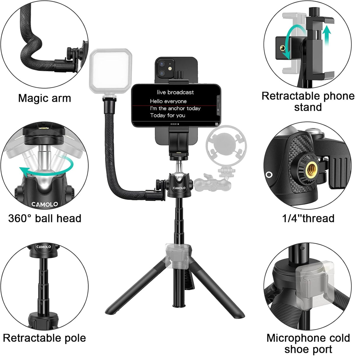 Phone Tripod Mount Teleprompter for Smartphone R9664