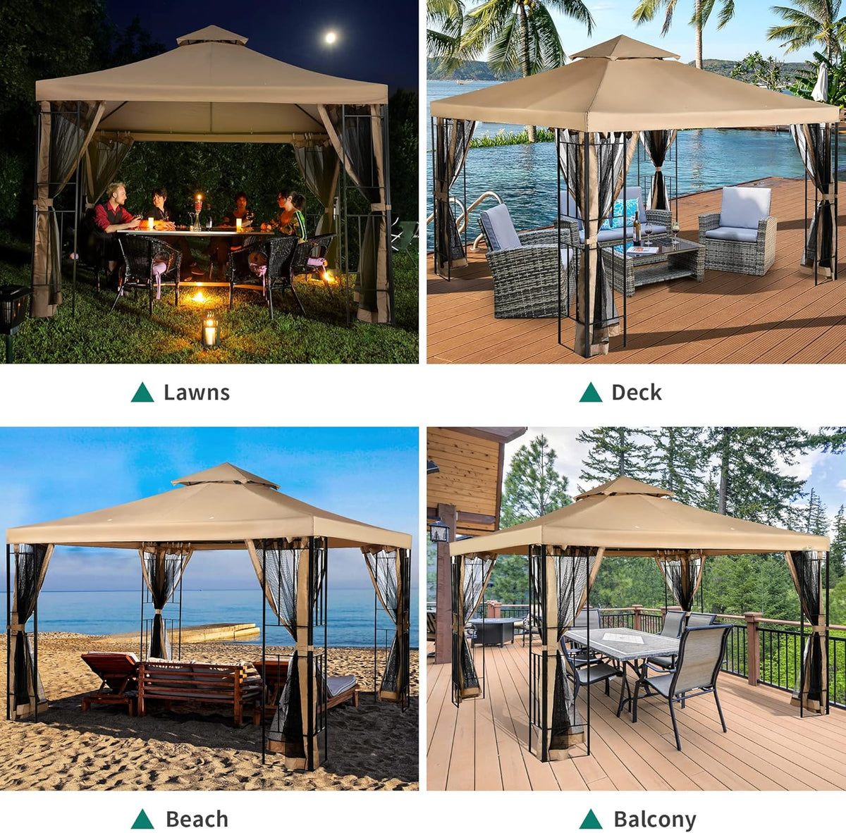 10x10 Steel Canopy with Mosquito Netting T297816