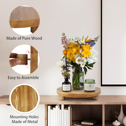 3PCS Round Brown Wooden Plant Stands K197