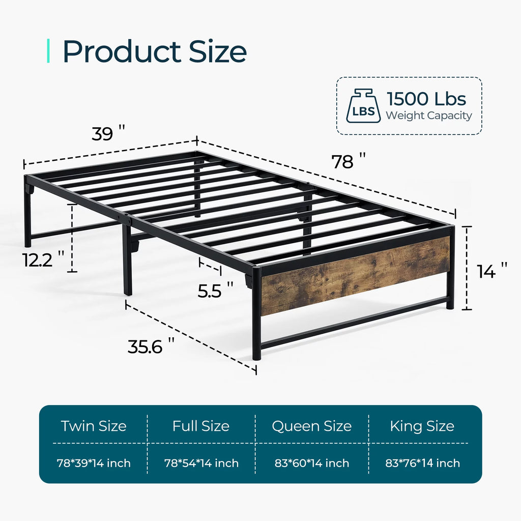 Twin Metal Platform Bed Frame with Storage Q40038
