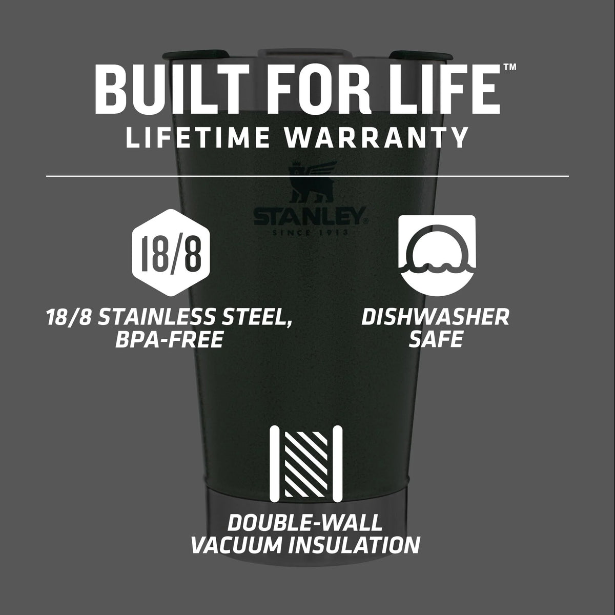 Stainless Steel Vacuum Insulated Beer Mug, 16 oz B31318