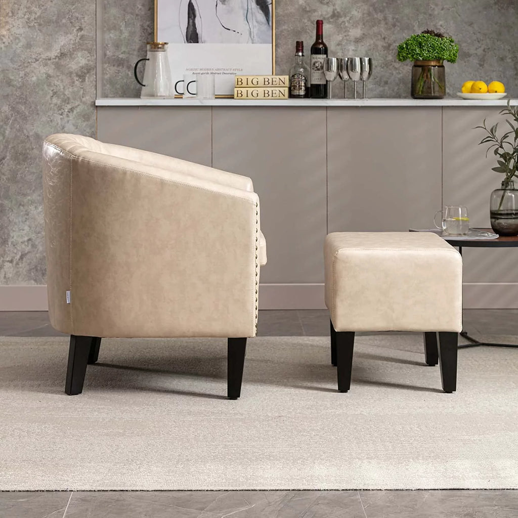 Leather Club Chair with Ottoman G968605