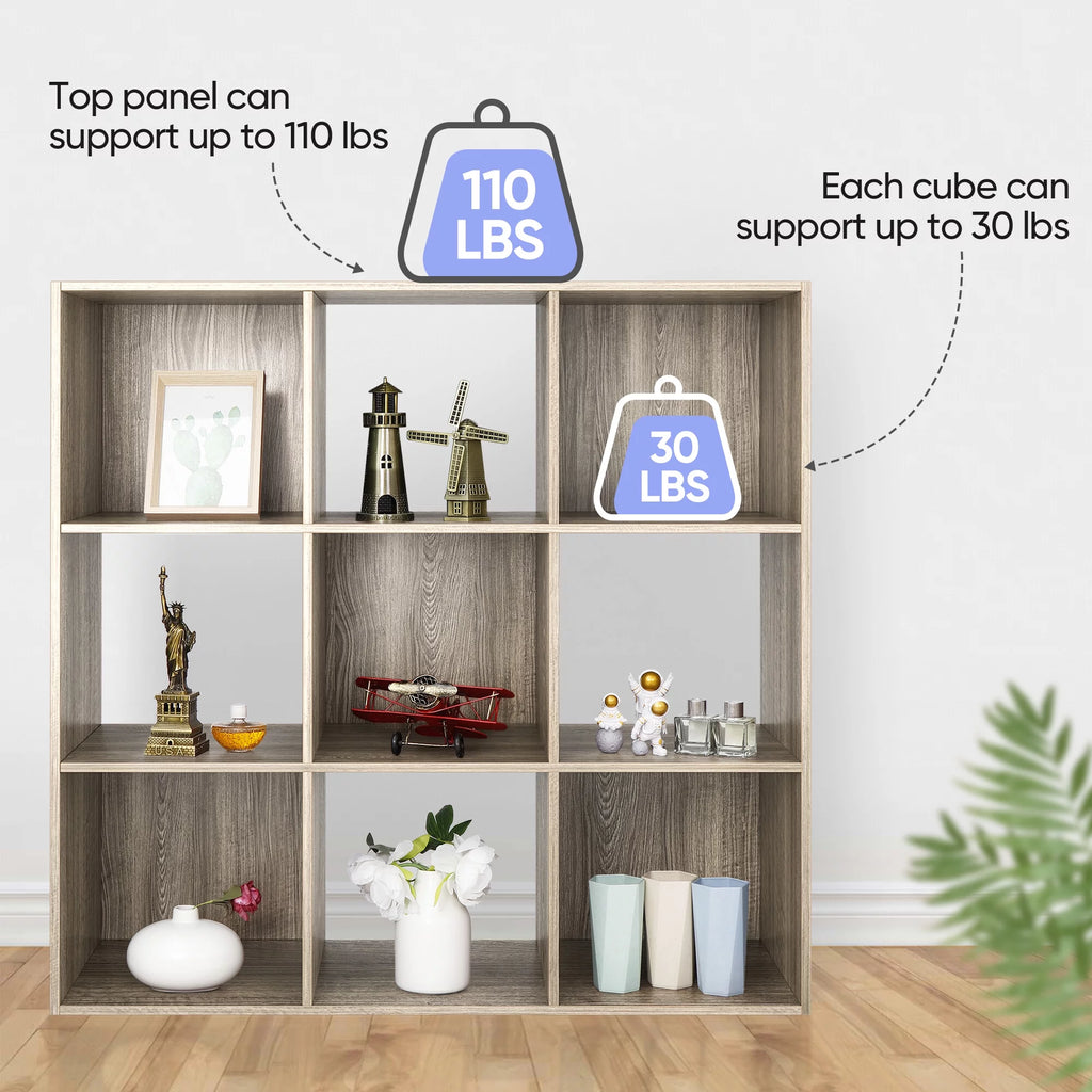 9 Cube 3 Tier MDF Bookshelf Brown X253